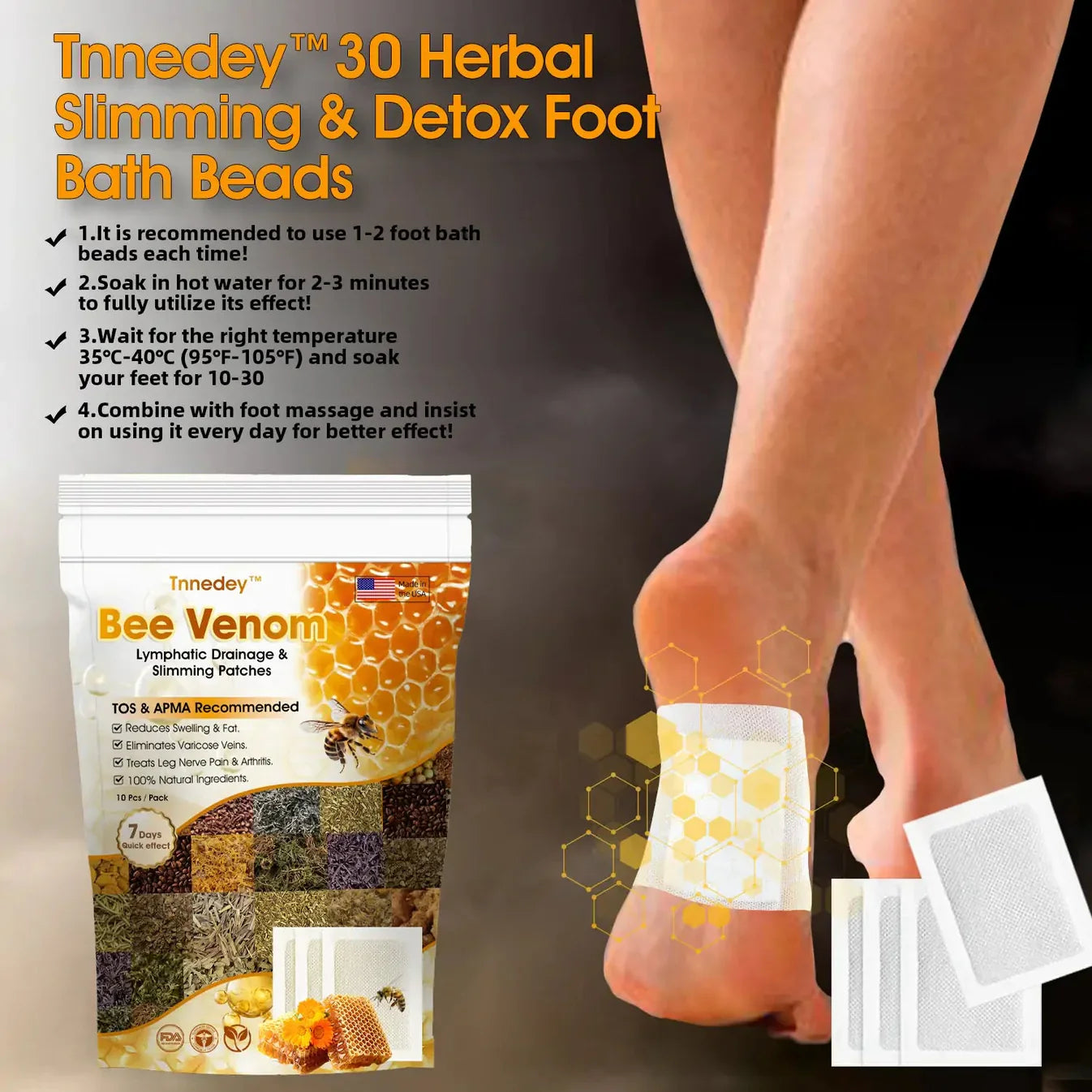 TRUST VIBEZ ORIGINAL BEE VENOM Lymphatic Detox & Slimming Foot Patches 🌿👣