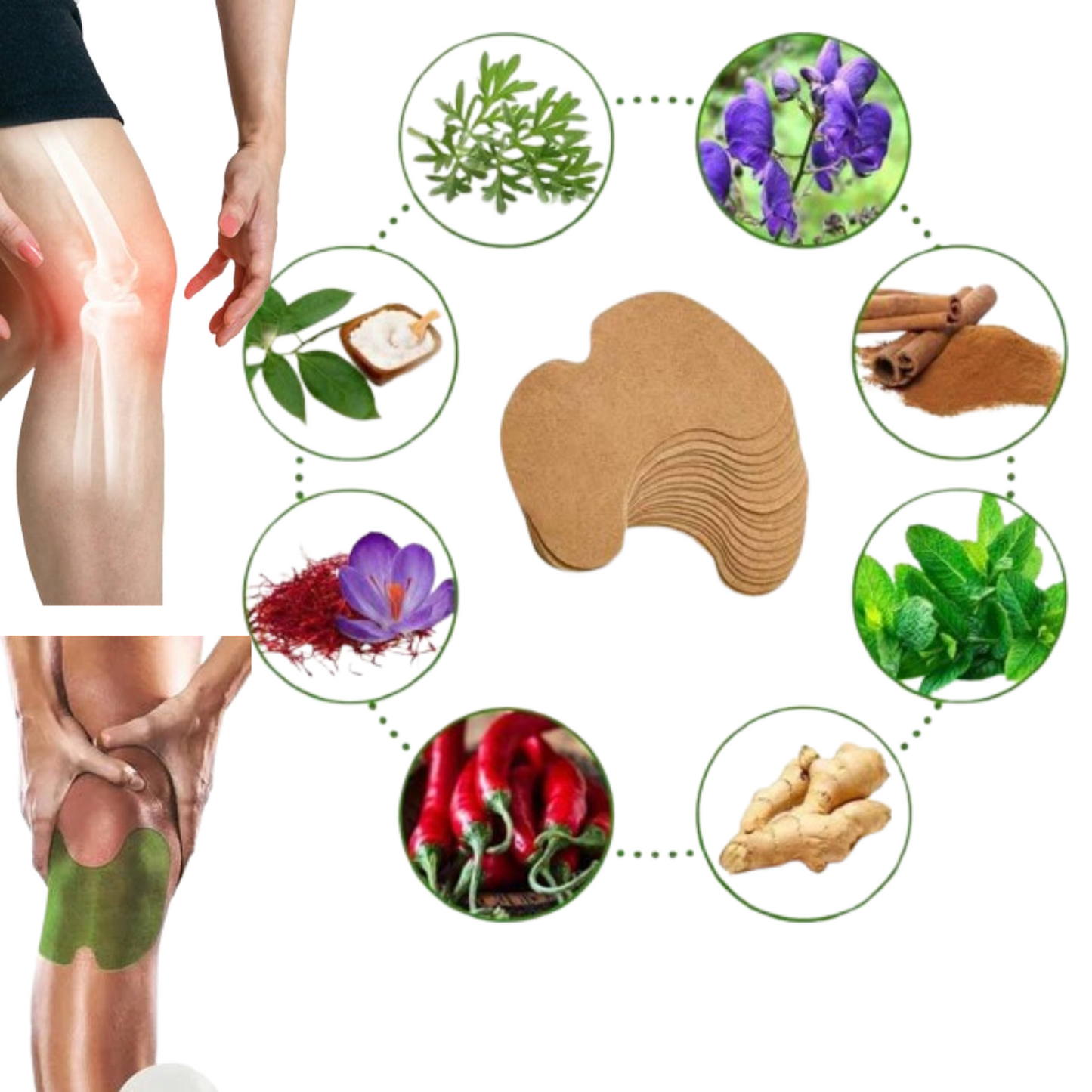TRUST VIBEZ Japanese Herbal Knee Pain Relief Patches Pack of 20